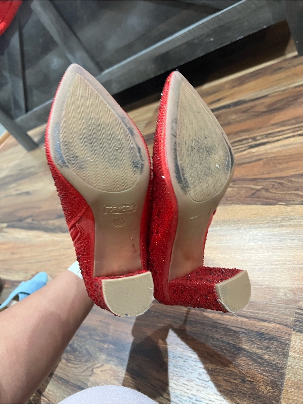 Red Embellished Pointed-Toe Ankle Boots - Women Size 8 Statement Shoes - Picture 3 of 3